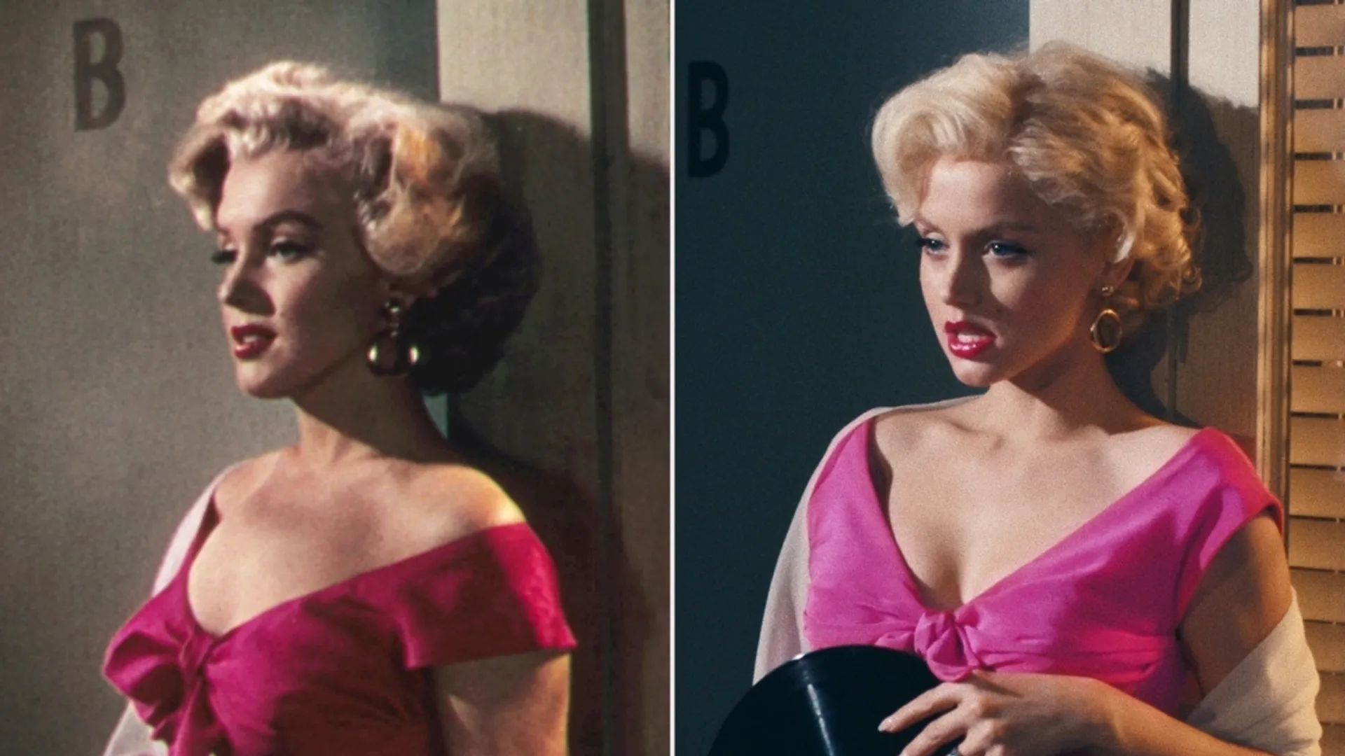 Adevărata Marilyn Monroe și Ana de Armas în imaginea ei