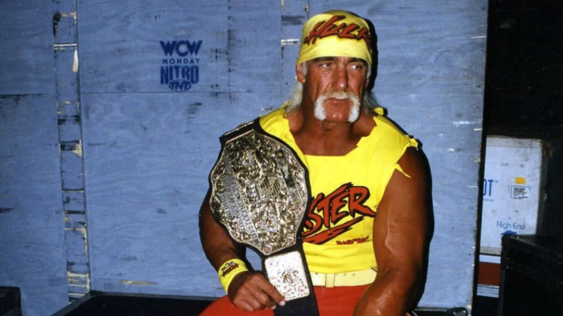 Hulk Hogan cu centura de campion WCW (1994)