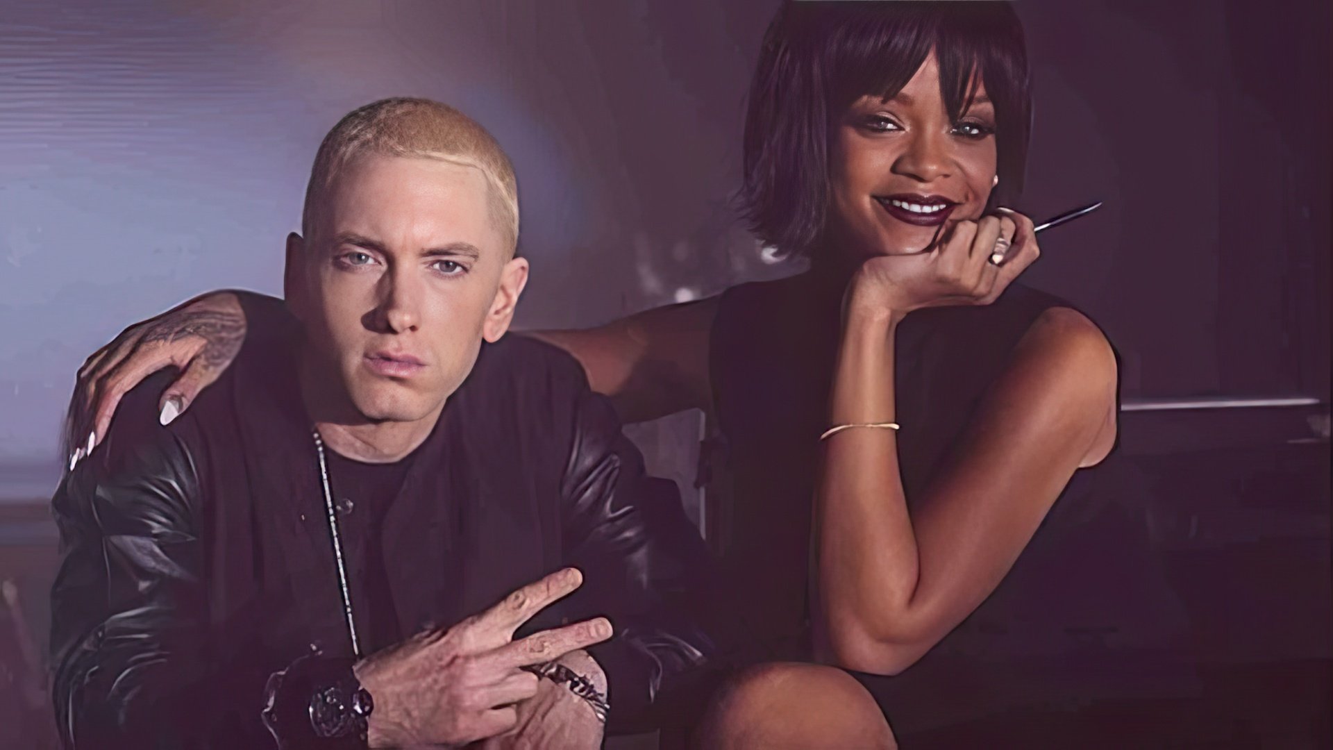 Rihanna și Eminem pe platoul de filmare al videoclipului 'The Monster'