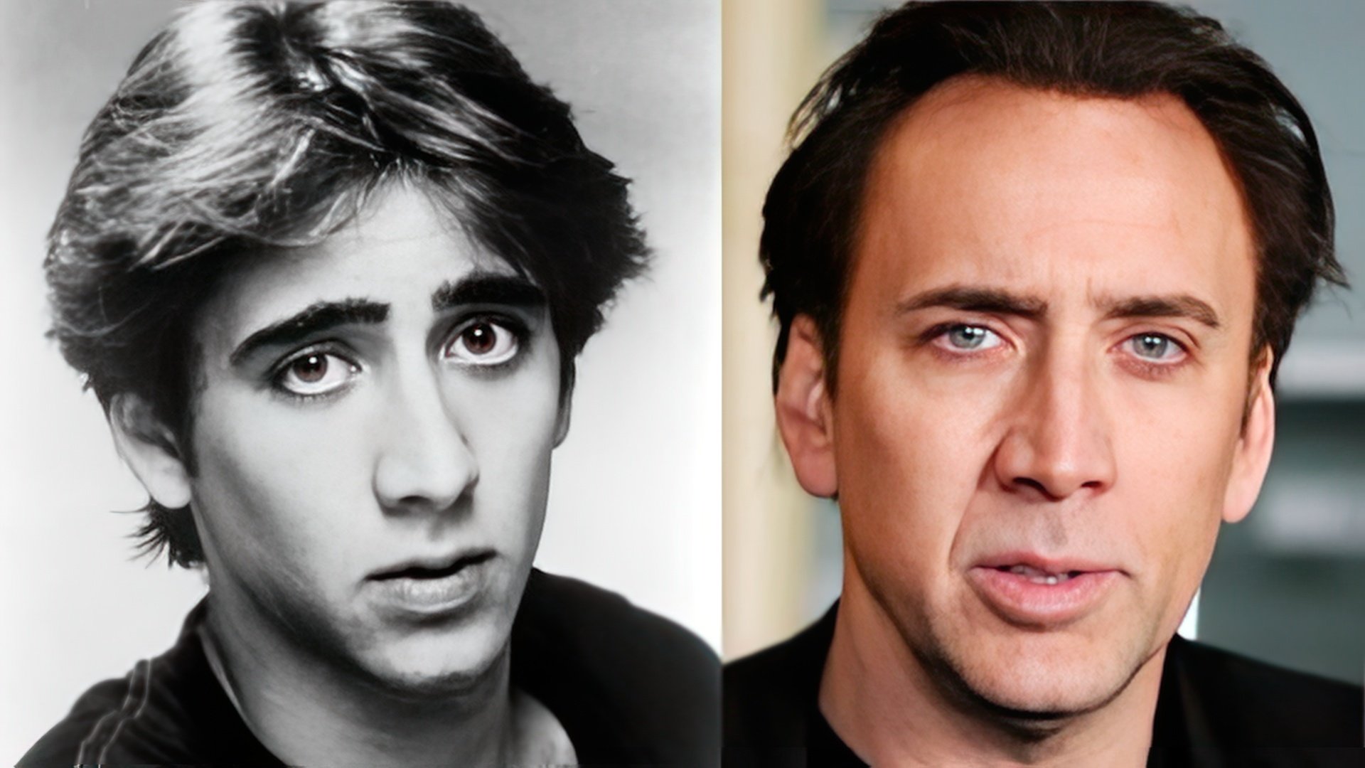 Nicolas Cage în tinerețe și acum