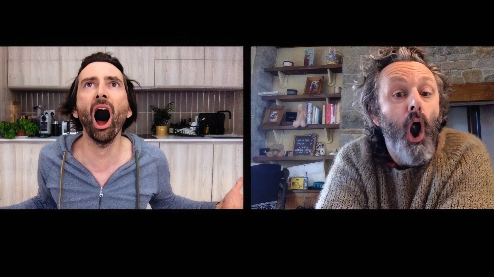 David Tennant și Michael Sheen în Staged