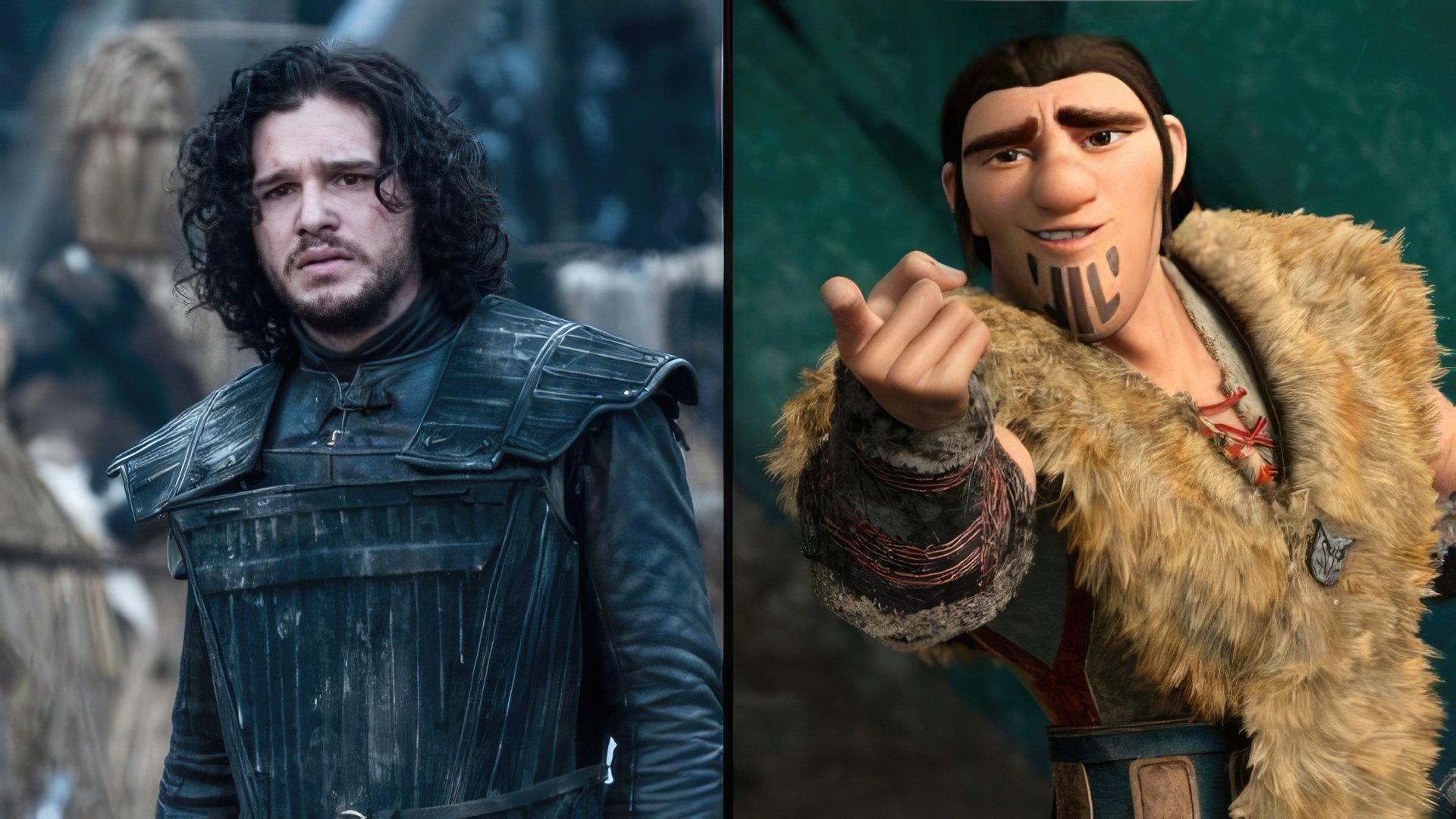 Kit Harington și Eret din How to Train Your Dragon 2