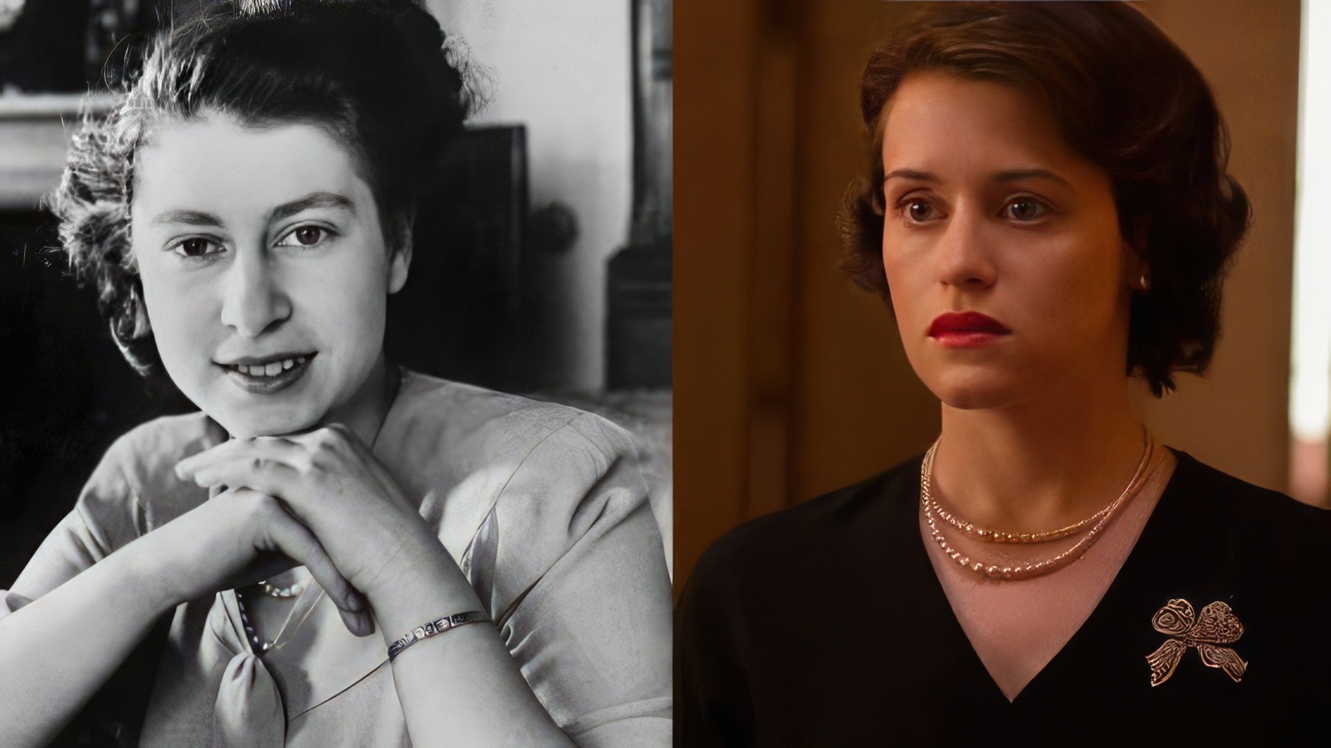 Claire Foy ca regina Elisabeta a II-a (dreapta)