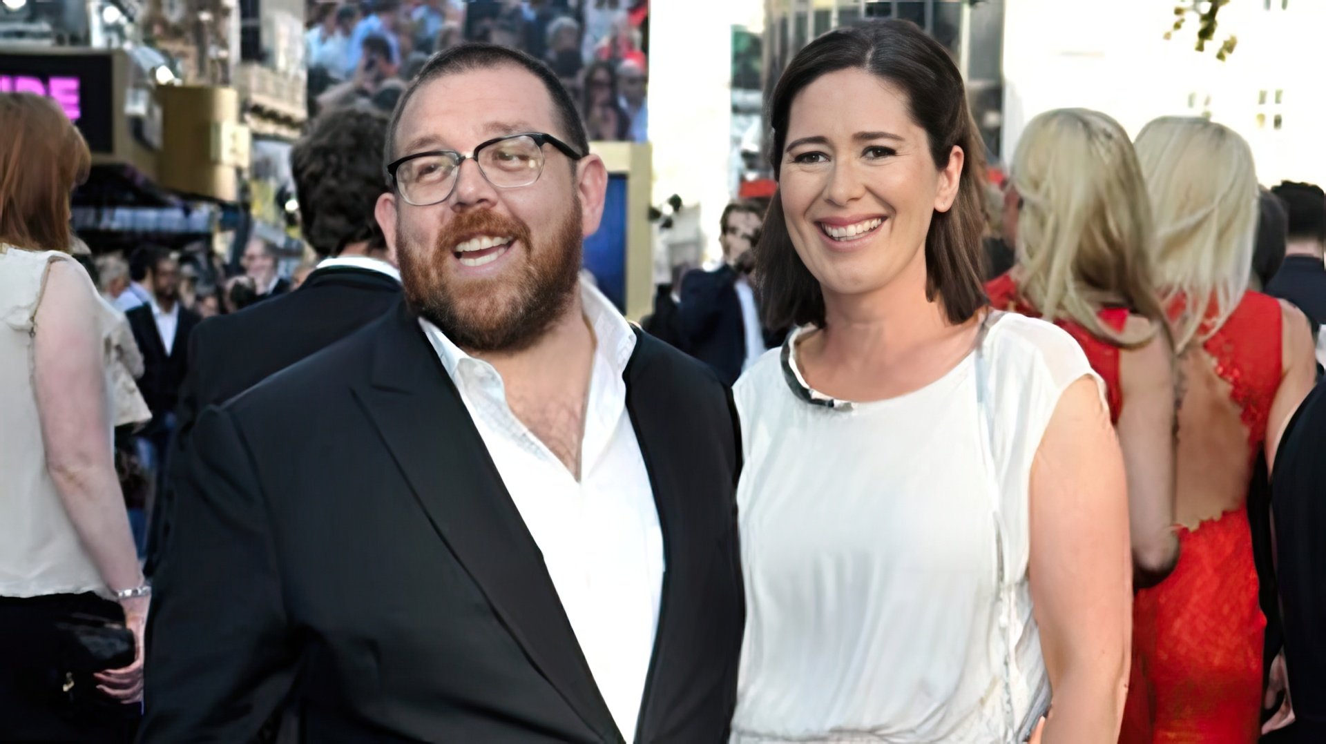 Nick Frost cu soția sa Christina