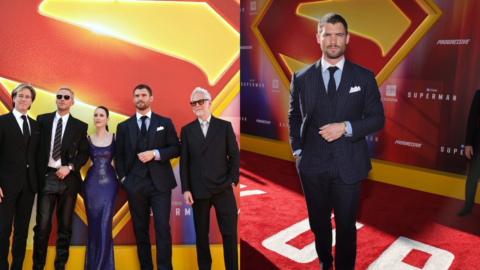 David Corenswet și distribuția filmului Superman pozează pe covorul roșu