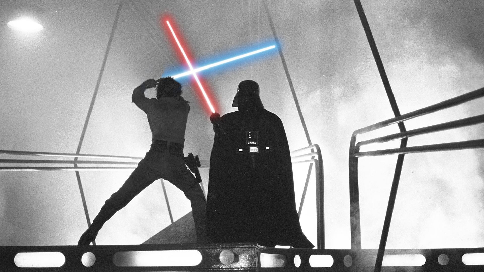 Luke Skywalker se luptă împotriva lui Darth Vader