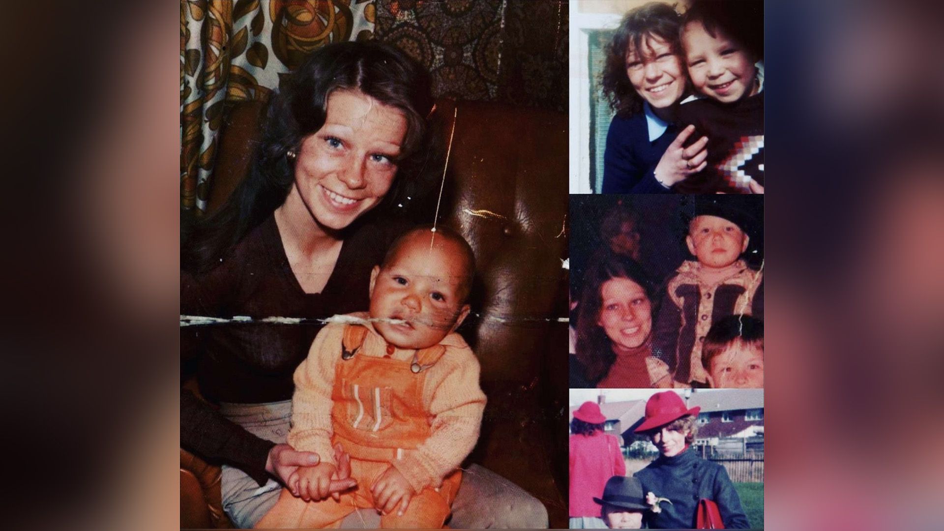 Colaj cu fotografii din copilărie ale lui Stephen Graham cu mama sa