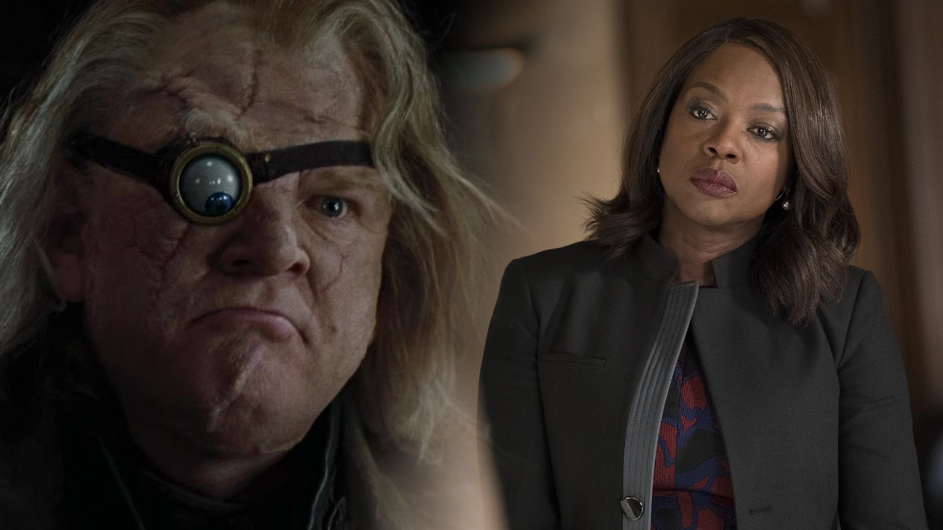 Actorul Brendan Gleeson cu ochi protetic, Viola Davis în blazer negru